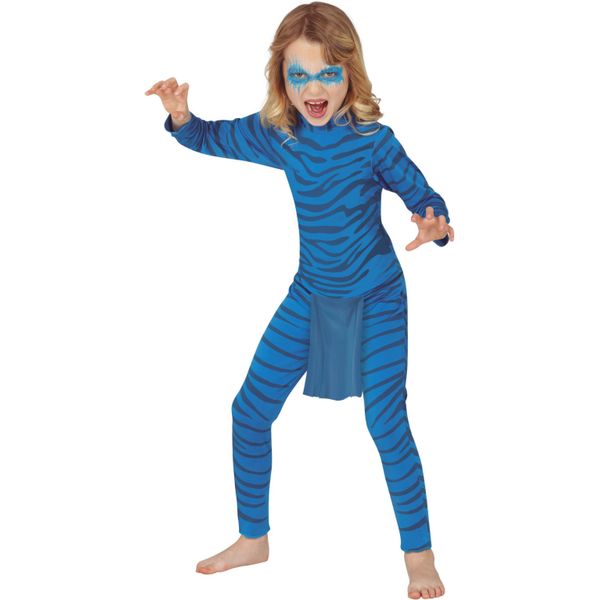 Supereroe Gatto Tigre Avventura Figura Blu Tuta Costume Carnevale Bambini Carnevale Animale Mondo Fantasia Film Eroine, Dimensioni: 128/134 Colore: Blu-image