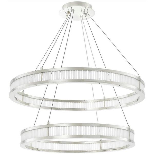 Casa Padrino Lampadario A Led Argento/Bianco Ø 85 Cm - Lampadario Moderno Rotondo - Lampadario Da Soggiorno - Lampadario Per Hotel-image