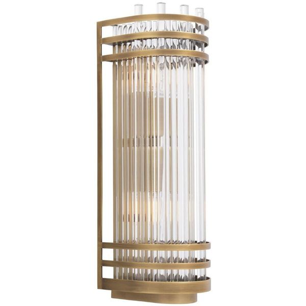 Casa Padrino Lampada Da Parete In Ottone Antico 12 X 12,5 X H. 38 Cm - Elegante Lampada Da Parete In Metallo Con Paralume In Vetro - Collezione Luxury-image