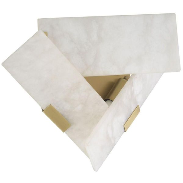 Casa Padrino Lampada Da Parete In Alabastro / Ottone Antico 40 X 15,5 X H. 31 Cm - Lampada Da Parete Con Paralume In Alabastro - Qualità-image