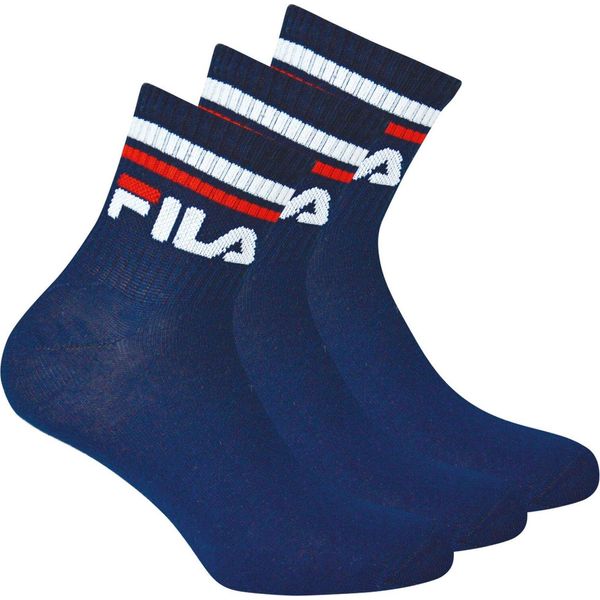 Fila Calzini Unisex, 3 Paia Di Calzini Corti, Sportivi, Con Logo In Vita, Blu Uni 43-46-image