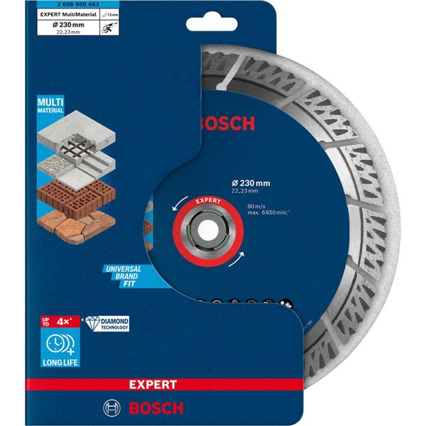 Bosch Expert Multimaterial Disco Da Taglio Diamantato 230 X 22,23 Mm - 1 Pz. ( 2608900663 ) Long Life-image