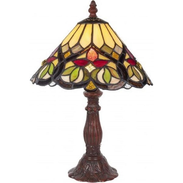 Casa Padrino Lampada Da Tavolo Tiffany Multicolore / Marrone Ø 25 X H. 34 Cm - Lampada Sgabello Tiffany Decorativa Con Paralume In Vetro Fatto A Mano-image