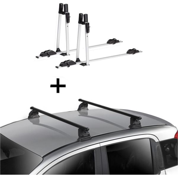 2X Vdp Portabiciclette Alu Premium + Portapacchi Vdp Evo Acciaio Compatibile Con Bmw Serie 3 Coupè (E90) 3 Porte 2006-2014-image
