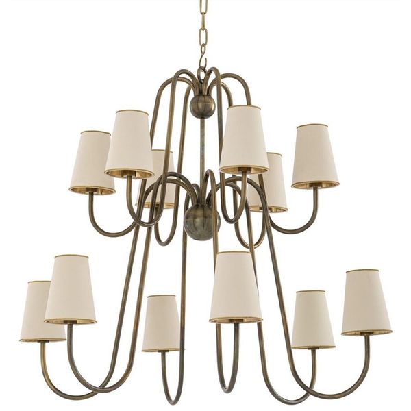 Casa Padrino Lampadario Liberty In Ottone Vintage Colori / Bianco / Oro 76 X 76 X H. 76 Cm - Lampadario Barocco E Liberty-image