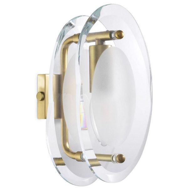 Casa Padrino Lampada Da Parete In Ottone Antico 13 X 13 X H. 22 Cm - Elegante Lampada Da Parete Ovale Per Soggiorno - Luci-image