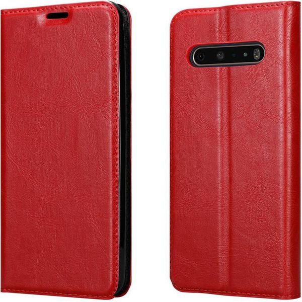 Cadorabo Custodia Per Lg V60 Thinq Custodia Protettiva In Rosso Custodia Per Cellulare Cover Chiusura Magnetica-image