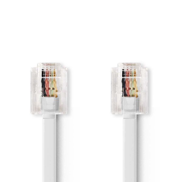Cavo Telecomunicazioni | RJ11 Maschio | RJ11 Maschio | 5,00 | Design Del Cavo: Piatto | Tipo Di Cavo: RJ11 | Trasparente/Bianco-image