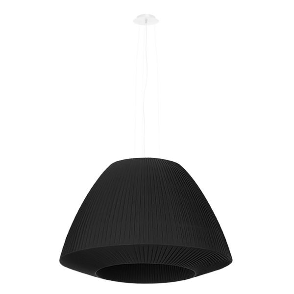 Lampada A Sospensione, Bianco, Nero, Tessuto, Vetro, Acciaio, H 110 Cm-image