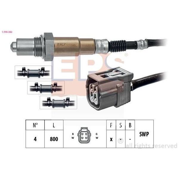 Sonda Lambda Eps Per Honda Jazz Iii Hatchback (Ge, Gg, Gp, Za) Post-Catalizzatore Sonda Planare Riscaldata 800 Mm 1.998.382-image