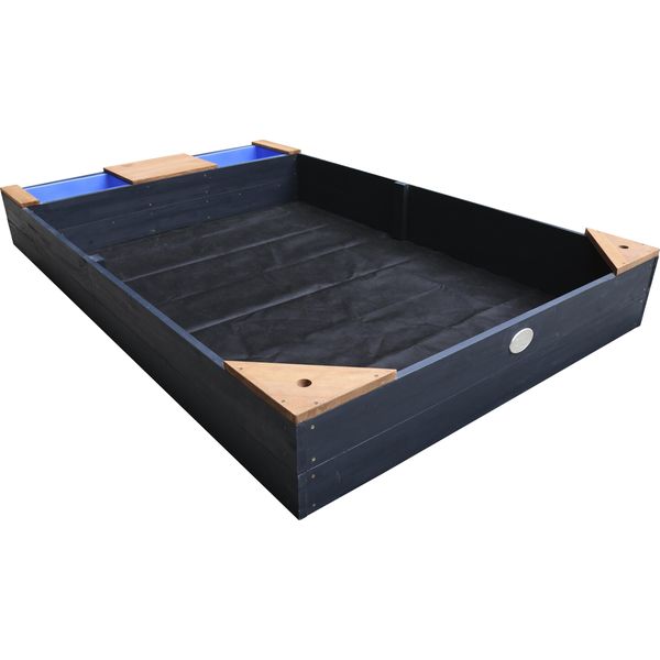 Axi Kelly Sabbiera In Legno Con Ciotole Per L'acqua E Panchina | Sabbiera Per Bambini Con Copertura Di Terra E Protezione In Antracite E Marrone |-image