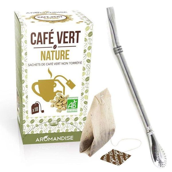 Caffè Verde Natura 20 Sacchetti + Cannuccia In Acciaio Inox Con Filtro-image