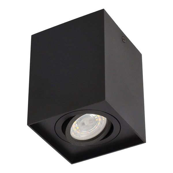 Faretto A Superficie Luce A Superficie Pallad 1 Black GU10 Plafoniera Quadrata Nera EDO777108 Edo-image