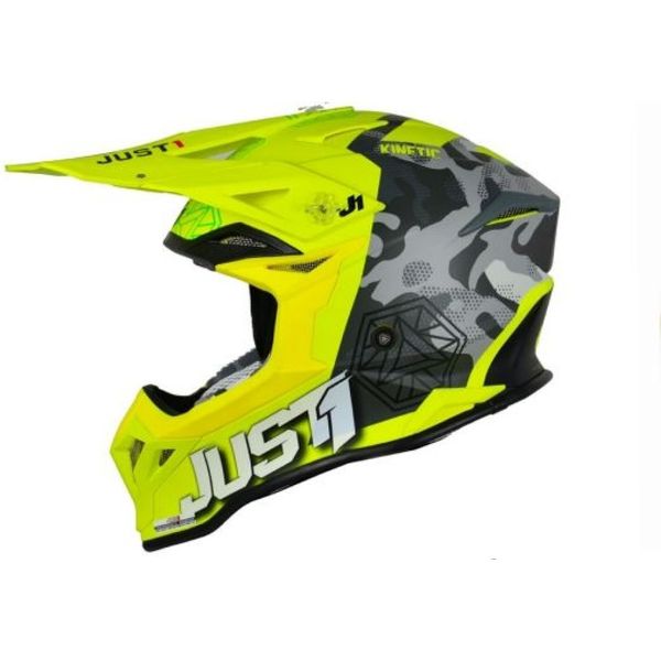 Casco Moto JUST1 J39 Kinetic Opaco Camo Rosso/Lime/Giallo Fluo Xl-image