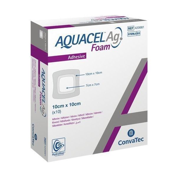 Aquacel Ag Schiuma Adesiva 10X10 Cm Medicazione 10 Pz-image