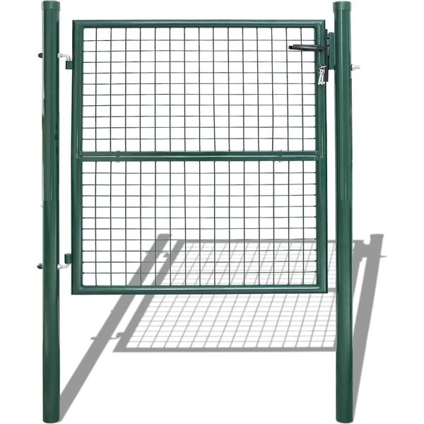 Cancello Da Giardino Karpal, Cancello Per Recinzione Da Giardino, Cancello Da Cortile In Acciaio Zincato Con Serratura, Maniglia E Chiave, Robusto E Durevole, 100 ¡Á 100 Cm Verde-image