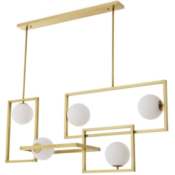 Casa Padrino Lampadario Art DéCo Colori Ottone Antico / Bianco Ø 160 X 38 X H. 70,5 Cm - Lampadario Da Salotto - Lampadario Da Hotel - Qualità Lusso-image