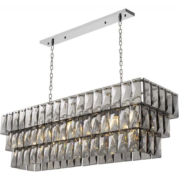 Casa Padrino Lampadario In Cristallo Argento / Grigio 140 X 41 X H. 45,5 Cm - Lampadario Per Hotel E Ristoranti - Qualità Eccellente-image
