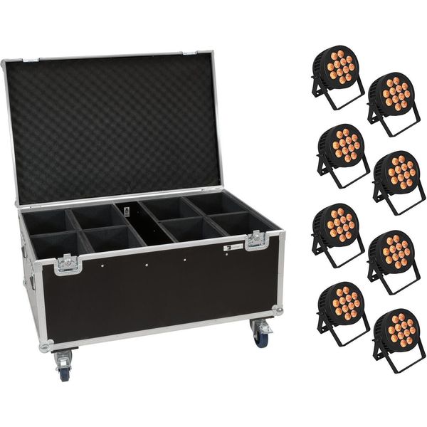 Eurolite Set 8X Led Ip Par 12X9W Scl Spot + Valigetta Con Rotelle-image