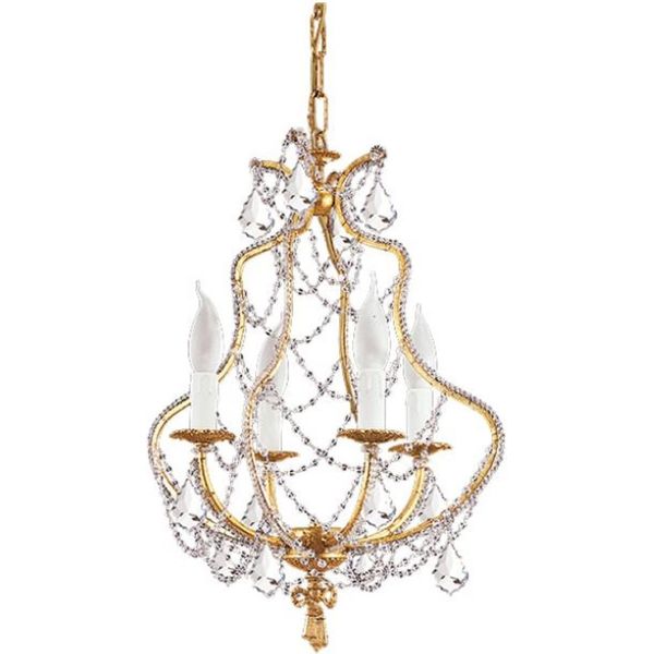 Casa Padrino Lampadario In Cristallo Barocco Oro Ø 39 X H. 53 Cm - Magnifico Lampadario Con Vetro Di Cristallo Di Boemia - Qualità Lussuosa-image