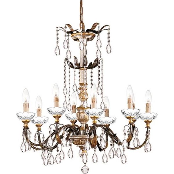 Casa Padrino Lampadario In Cristallo Barocco Color Ruggine/Oro Ø 78 X H. 78 Cm - Magnifico Lampadario Con Vetro Di Cristallo Di Boemia - Qualità Lussuosa-image