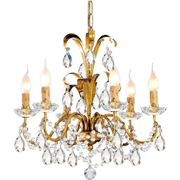 Casa Padrino Lampadario In Cristallo Barocco Oro Antico Ø 50 X H. 56 Cm - Magnifico Lampadario Con Vetro Di Cristallo Di Boemia - Qualità-image