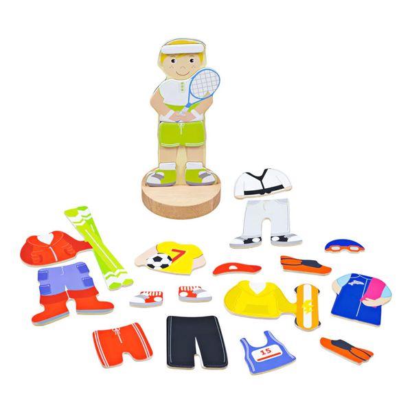 Bigjigs Toys Puzzle Magnetico Di Vestizione Attività Sportive-image