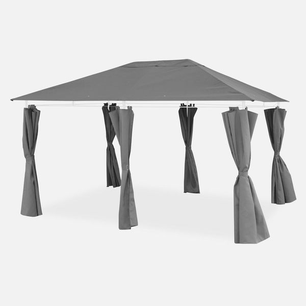 Telo Di Tetto + Tende Per Pergola 3X4M Divio, Grigio-image