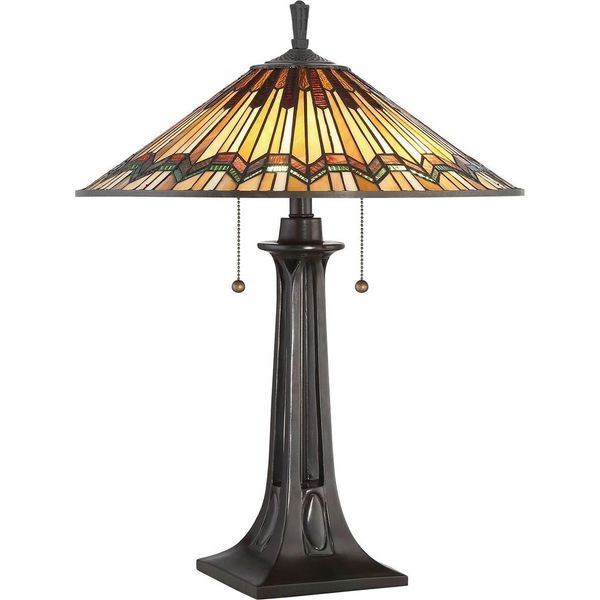 Casa Padrino Lampada Da Tavolo Tiffany Multicolore Ø 49,5 X H. 63,5 Cm - Elegante Lampada Tiffany Con Paralume In Vetro Lavorato A Mano-image