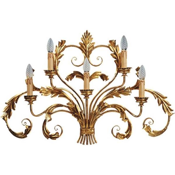 Casa Padrino Lampada Da Parete Barocca Oro Con Patina 87 X 17 X H. 55 Cm - Lampada Da Parete In Metallo Realizzata A Mano - Applique Barocche-image
