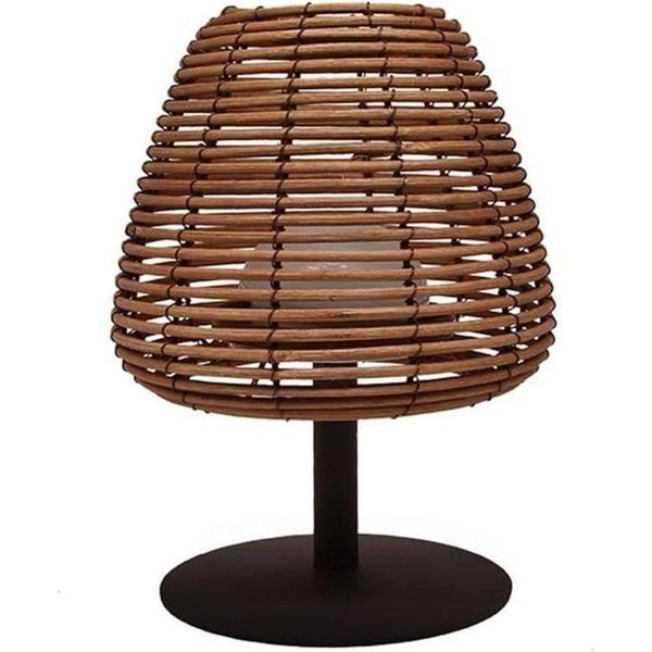 Boheme Bianco Caldo/Bianco Dimmerabile In Rattan Naturale Lampada Da Tavolo A Led Senza Fili H25Cm-image