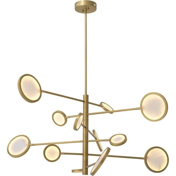 Casa Padrino Lampadario Di Design A Led Ottone / Alabastro Ø 136 X H. 68 Cm - Lampadario Moderno Con Paralumi In Alabastro - Qualità Lussuosa-image