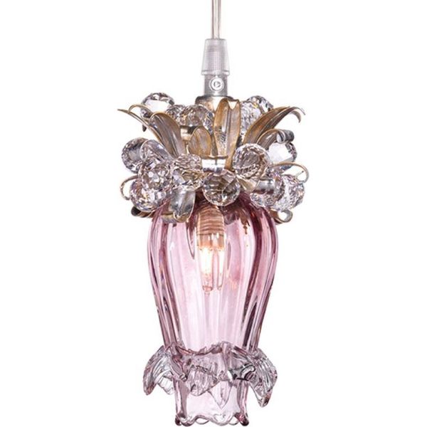 Casa Padrino Lampadario A Led Viola / Argento / Oro Ø 10 X H. 19 Cm - Lampadario Moderno In Vetro - Qualità-image