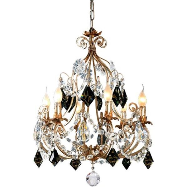 Casa Padrino Lampadario In Cristallo Barocco Oro Antico / Argento Antico / Nero Ø 52 X H. 69 Cm - Magnifico Lampadario Con Vetro Di Cristallo Di Boemia - Qualità-image