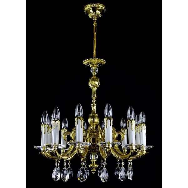 Casa Padrino Lampadario In Cristallo Barocco Oro Ø 60 X H. 61 Cm - Magnifico Lampadario In Ottone Con Vetro Di Cristallo Di Boemia - Nobile & Magnifico-image