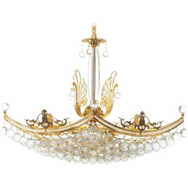 Casa Padrino Lampadario Barocco In Cristallo Oro Ø 80 X H. 65 Cm - Magnifico Lampadario In Ottone Con Vetro In Cristallo Pregiato - Nobile & Magnifico-image