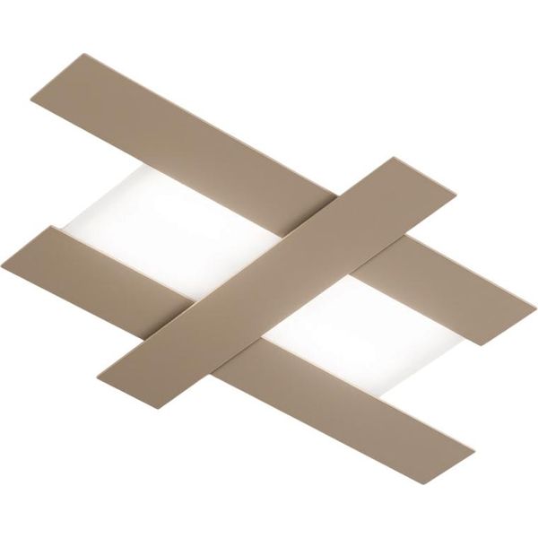 Applique Led Design Moderno 40W Tortora - Struttura Geometrica In Acciaio, Luce Calda 3000K, 2620Lm, Larghezza 84 Cm, IP20-image