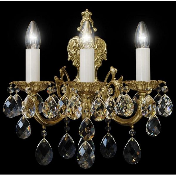 Casa Padrino Lampada Da Parete In Cristallo Barocco Bronzo 25 X H. 37 Cm - Magnifica Lampada Da Parete Con Vetro Di Cristallo Di Boemia - Nobile & Magnifico-image