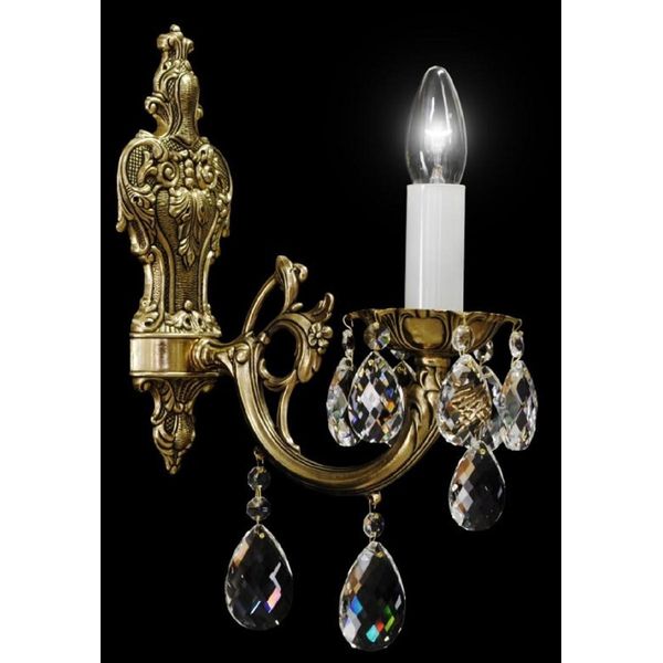 Casa Padrino Lampada Da Parete In Cristallo Barocco Bronzo H. 37 Cm - Magnifica Lampada Da Parete Con Cristallo Di Boemia - Nobile & Magnifico-image