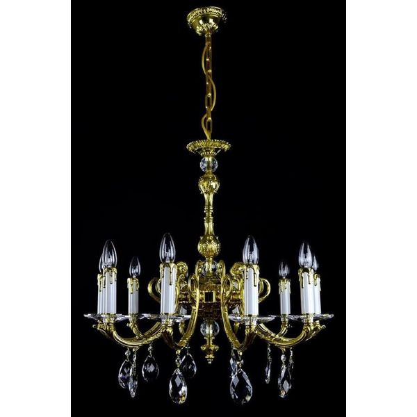 Casa Padrino Lampadario In Cristallo Barocco Oro Ø 70 X H. 65 Cm - Magnifico Lampadario In Ottone Con Vetro Di Cristallo Di Boemia - Nobile & Magnifico-image