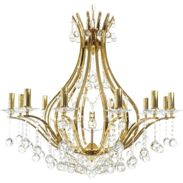 Casa Padrino Lampadario Barocco In Cristallo Oro Ø 85 X H. 80 Cm - Lampadario In Rame Dorato Con Cristalli Pregiati - Lampadario Barocco Da Salotto - Lampadario Barocco Da Hotel-image