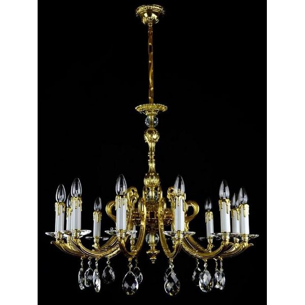 Casa Padrino Lampadario In Cristallo Barocco Oro Ø 80 X H. 67 Cm - Magnifico Lampadario In Ottone Con Vetro Di Cristallo Di Boemia - Nobile & Magnifico-image