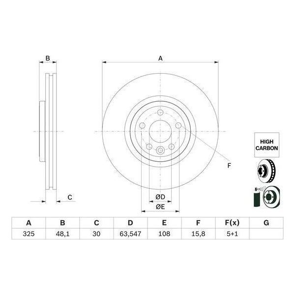 2X Disco Freno Bosch 0 986 479 G32 Per Land Rover Range Rover Velar (L560)-image