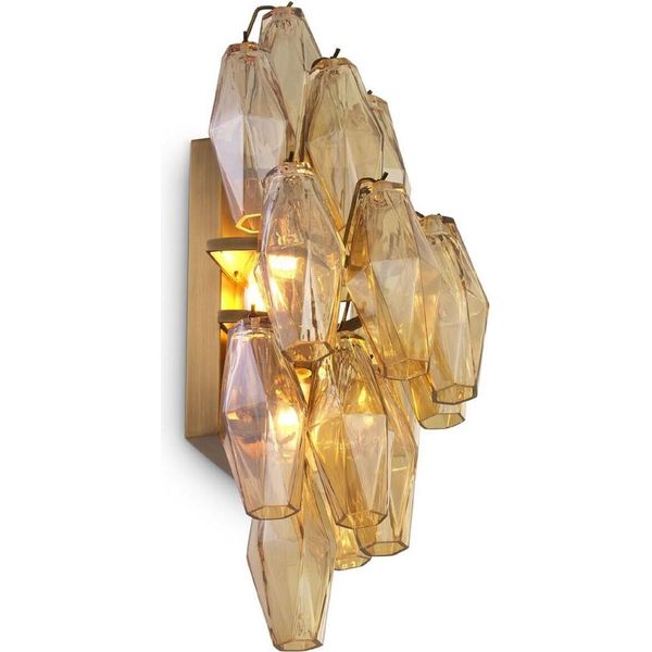 Casa Padrino Lampada Da Parete Ambra / Ottone Antico 31 X 19 X H. 50 Cm - Elegante Lampada Da Parete Per Hotel E Ristoranti - Collezione Luxury-image