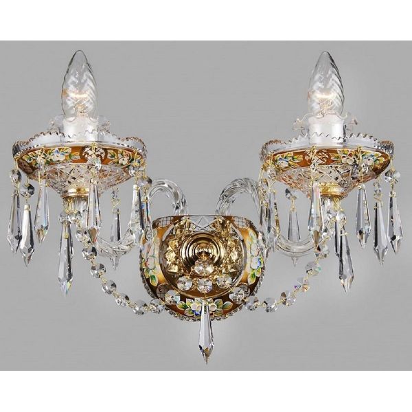 Casa Padrino Lampada Da Parete In Cristallo Barocco Oro 36 X H. 31 Cm - Magnifica Lampada Da Parete Doppia In Stile Barocco - Luci Barocche - Nobile & Magnifico-image