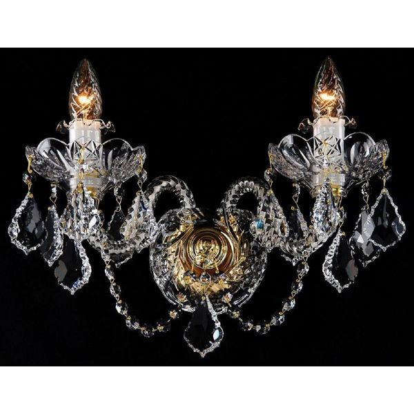 Casa Padrino Lampada Da Parete In Cristallo Barocco Oro 39 X H. 30 Cm - Magnifica Lampada Da Parete Doppia In Stile Barocco - Luci Barocche - Nobile & Magnifico-image