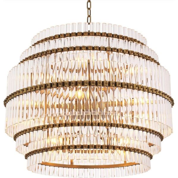 Casa Padrino Lampadario In Ottone Anticato Ø 75,5 X H. 57 Cm - Lampadario Moderno Per Hotel E Ristoranti - Qualità-image