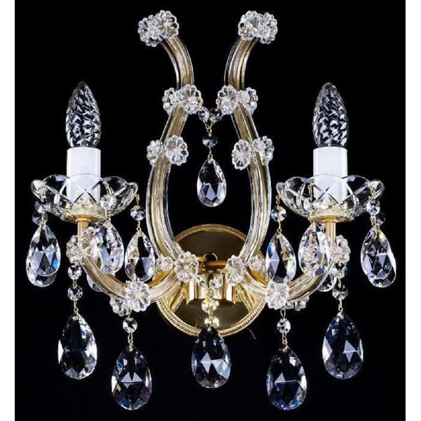 Casa Padrino Lampada Da Parete In Cristallo Barocco Oro 33 X 17 X H. 38,5 Cm - Magnifica Lampada Da Parete Con Vetro Di Cristallo Di Boemia - Nobile & Magnifico-image