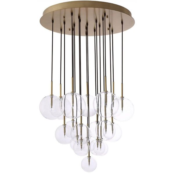 Casa Padrino Lampadario Alogeno In Ottone Anticato Ø 80 X H. 125 Cm - Lampadario Moderno Con Paralumi In Vetro - Qualità Eccellente-image