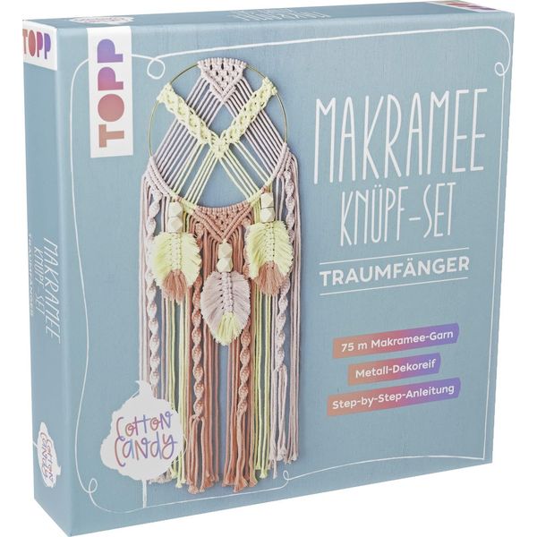 Set Di Nodi Macramè: Acchiappasogni: Istruzioni E Materiali Per Un Acchiappasogni Macramè Nei Colori Trendy Del Cotone-Candy-image